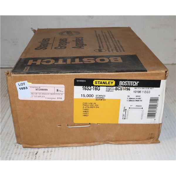 NEW CASE OF STANLEY BOSTITCH 1" X 21/32" STAPLES
