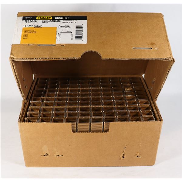 NEW CASE OF STANLEY BOSTITCH 1" X 21/32" STAPLES