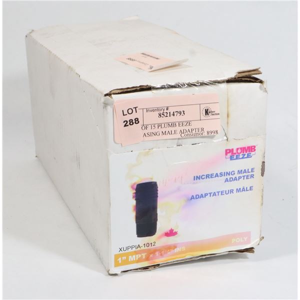 CASE OF 15 PLUMB EEZE INCREASING MALE ADAPTER
