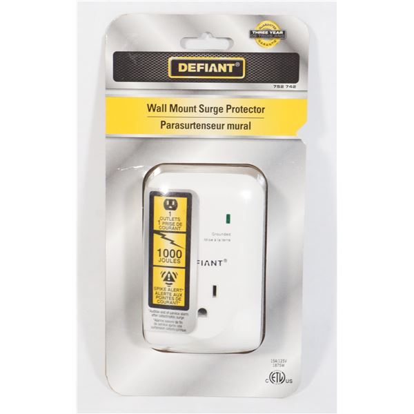 BRAND NEW DEFIANT WALL MOUNT SURGE PROTECTOR
