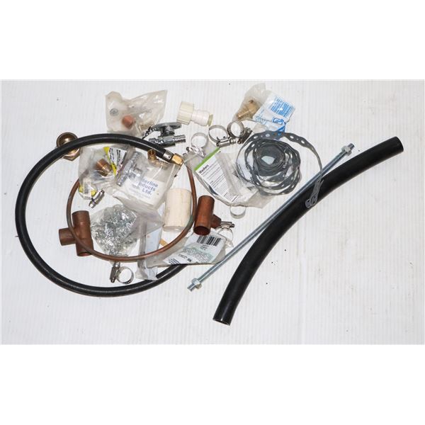 SMALL BOX OF MOSTLY PLUMBING SUPPLIES