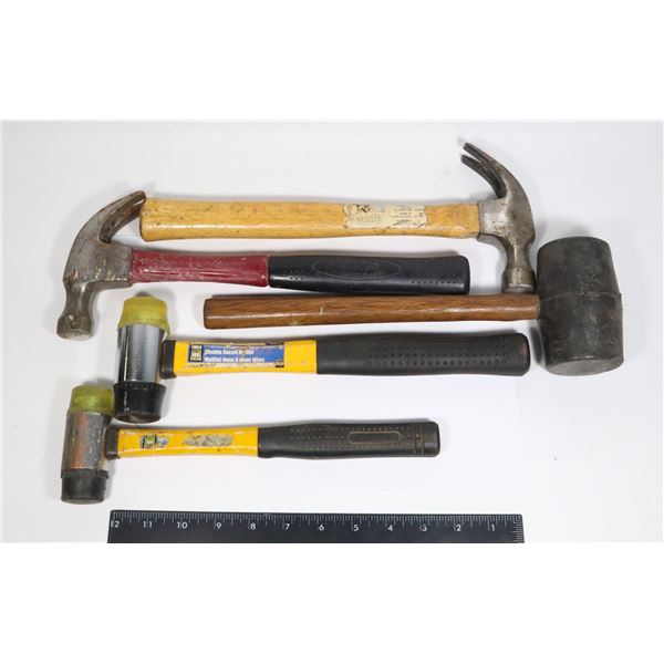 FLAT OF ASSORTED HAMMERS, MALLET