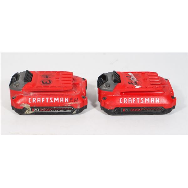 TWO CRAFTSMAN 20V LITHIUM ION BATTERIES