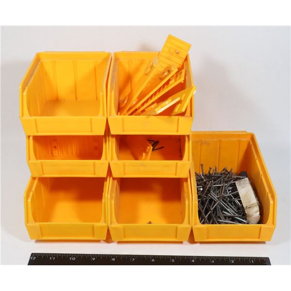 LOT OF YELLOW STACKABLE PARTS ORGANIZERS WITH