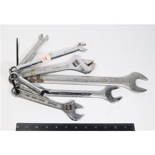 BUNDLE OF VARIOUS SIZED WRENCHES AND CRECENT
