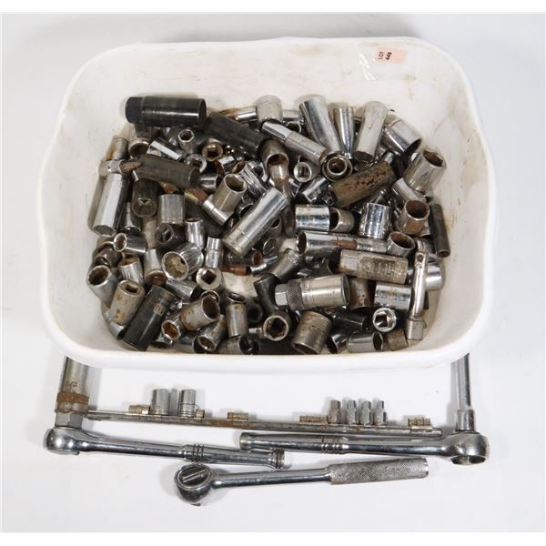 LARGE FLAT OF ASSORTED BRAND/ SIZE SOCKETS