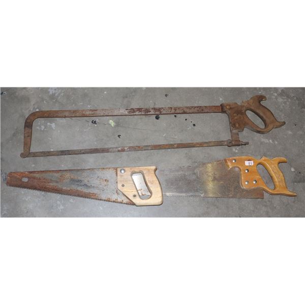 TWO HAND SAWS AND ONE VERY LARGE HACK SAW