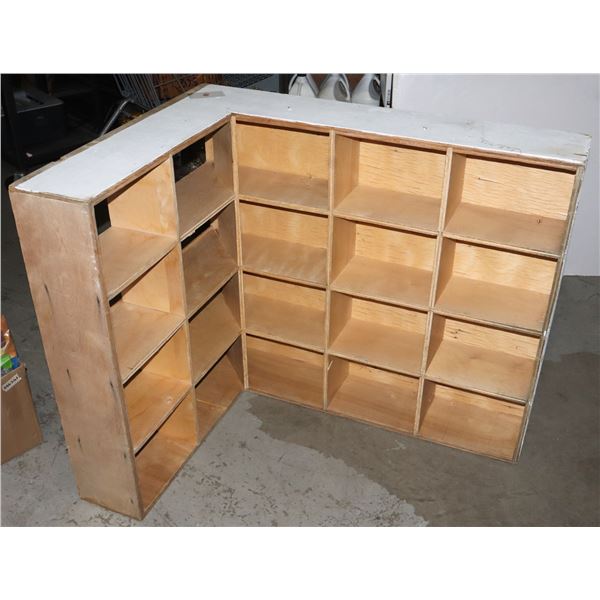"L" SHAPE HOME BUILT WALL MOUNT SHELVING UNIT
