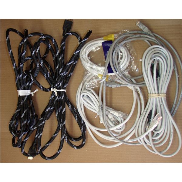 2 x 10' HDMI CABLES & 6 ETHERNET CABLES