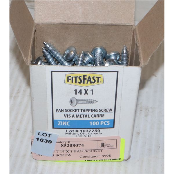 100 COUNT 14 X 1 PAN SOCKET TAPPING SCREW