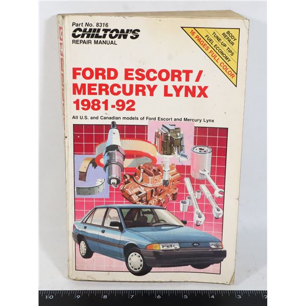 CHILTON REPAIR BOOK FORD ESCORT/MERCURY LYNX