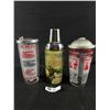 Image 1 : 3 Vintage Cocktail Shakers w/ Metal Lids &  Recipes On Glass