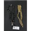 Image 1 : Multi-Strand 30"-32"  Gold Tone Chain Necklace w/ Rhinestone Accents & 20" Very Pretty Black Beaded 