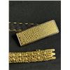 Image 2 : Pretty Multi-Coloured Accents Cuff Bracelet & Interesting Gold Tone "Scales" Stretch Bracelet
