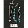 Image 1 : 2 Vintage Silvertone 20" Chain Necklaces - 1" Rhinestone Pendant, Clasp Marked 316L s.steel & Beaded