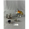 Image 1 : Vintage Silverplate Sugar Scuttle w/Scoop, Salt and Peppers w/Cobalt Liners
