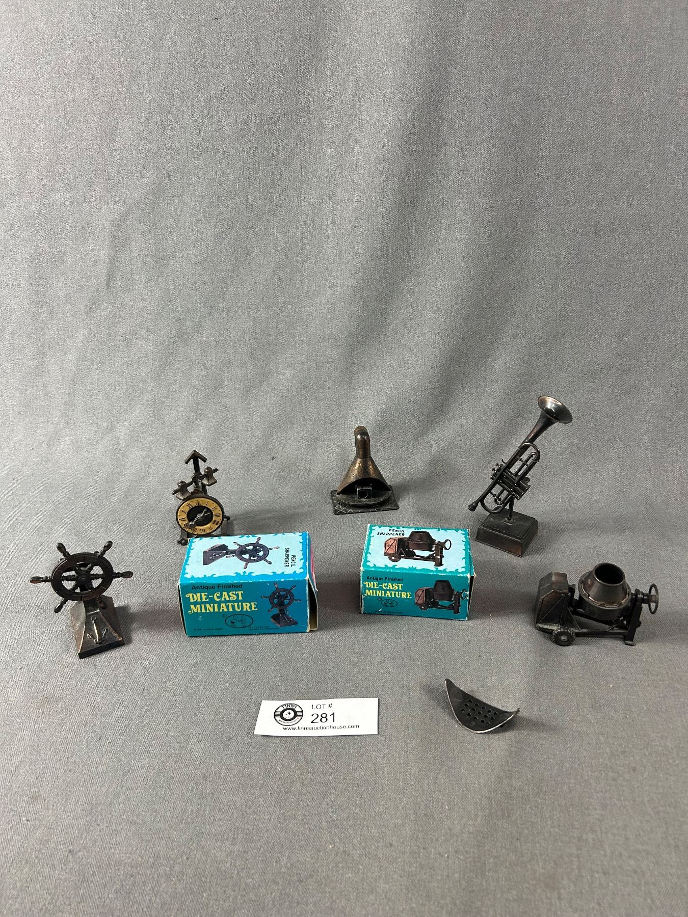 Lot Of 5 Antique Finished Die Cast Miniature Collectible Pencil Sharpeners