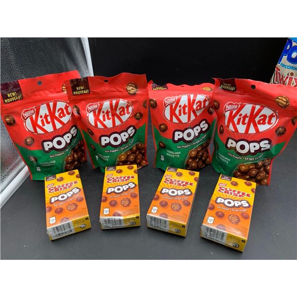 Lot of KitKat Pops Hazelnut (4 x 160g) Coffee Crisp Pops (4 x 70g)