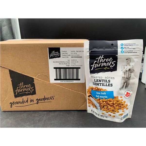 Three Farmers Roasted Lentils-Sea Salt (6 x 140g)