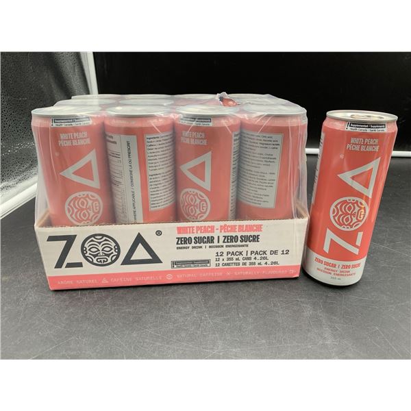 Zoa Zero Sugar, White Peach Energy Drink (12 x 355ml)