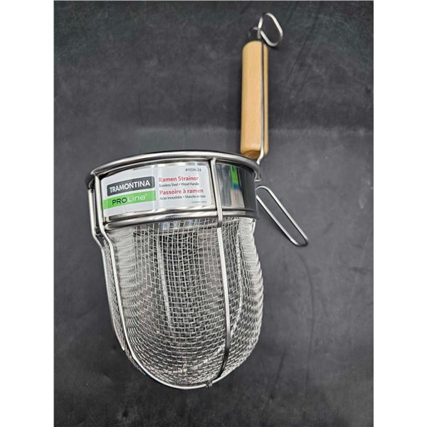 Tramontina Ramen Strainer, Stainless Steel with Wood Handle