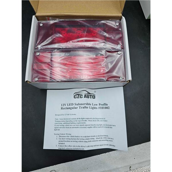 CZC Auto 12V LED Submersible Low Profile Rectangular Trailer Lights