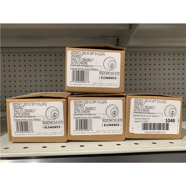 Elements Single Cylinder Deadbolt Satin Chrome x's 4