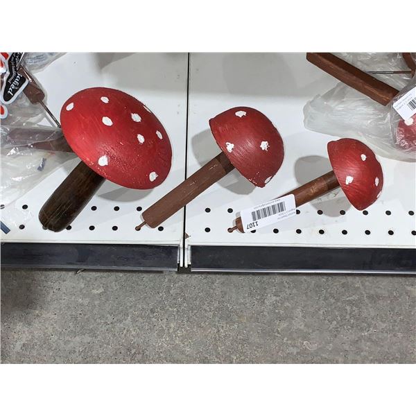 Locally Made Lot of 3 Garden Mushrooms