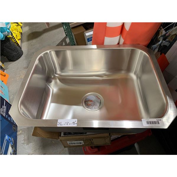 Stainless Steel Single Basin Sink OUTSIDE Measurement 23 1/2"L x 7 1/2" D x 17 3/8" W