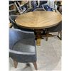 Image 2 : Solid Wood Round Dining Table 54" With 4 Faux Leather Grey Chairs