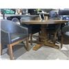 Image 4 : Solid Wood Round Dining Table 54" With 4 Faux Leather Grey Chairs