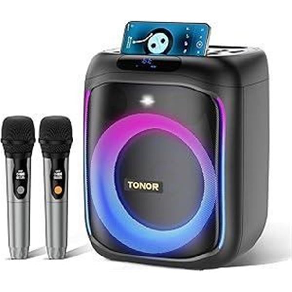 TONOR Karaoke Machine for Adults & Kids, Portable Singing PA Speaker System with 2 Wireless Micropho