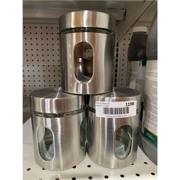 Brushed Stainless Steel and Glass Canister with Window for Spices or Grains | Kitchen Organisation C