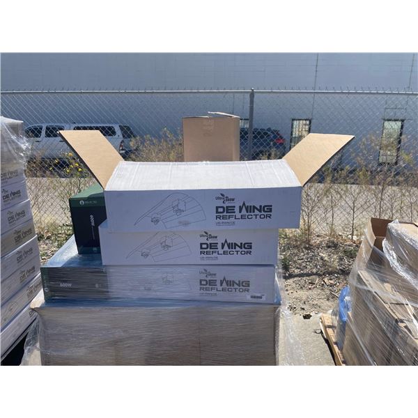 Assorted Skids of Grow Light Equipment - 600W Digital Ballast, De Wing Reflector (Single and Dual) a