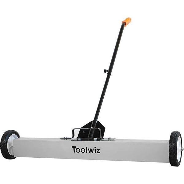 Toolwiz 36'' Magnetic Sweeper with Wheels, 50 Lbs Capacity Rolling Magnetic Floor Sweeper with Relea