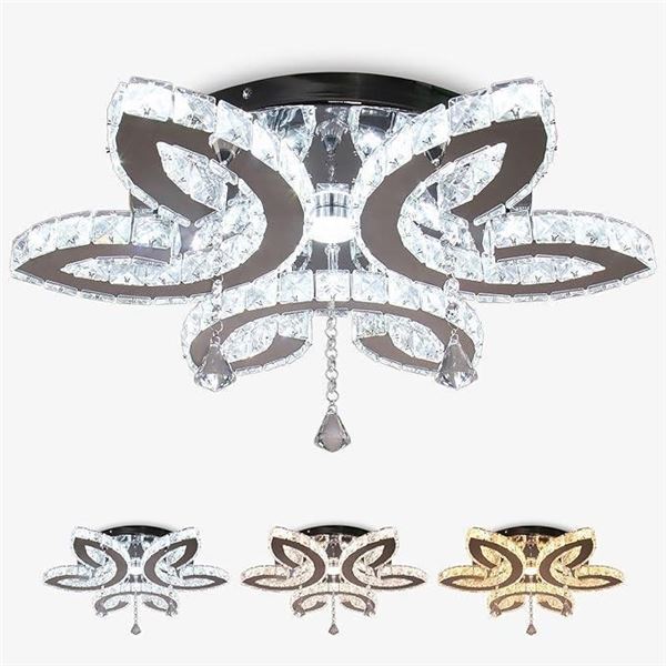 Crystal Chandeliers Living Room Modern Crystal Ceiling Light LED Flush Mount Pendant Light Fixture