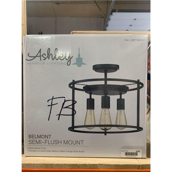 Ashley Harbour Lighting Belmont Semi-Flush Mount w/ Matte Black Finish