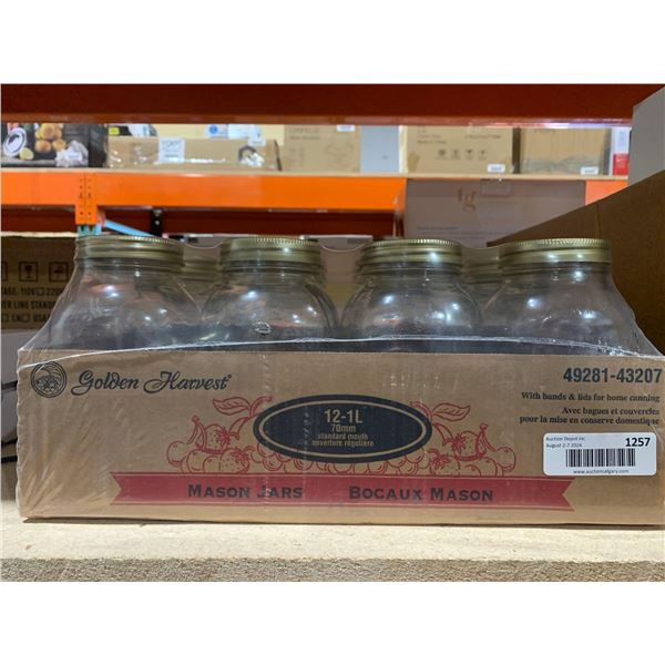 Golden Harvest 1L Glass Mason Jars 12x1L