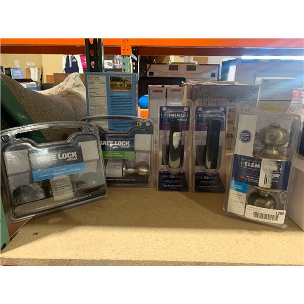 Assorted Lot of 5 Weiser Door Handle Products, Safelock & Elements
