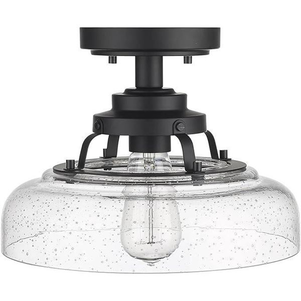 EAPUDUNN Farmhouse Semi Flush Mount Ceiling Light Fixture, Black
