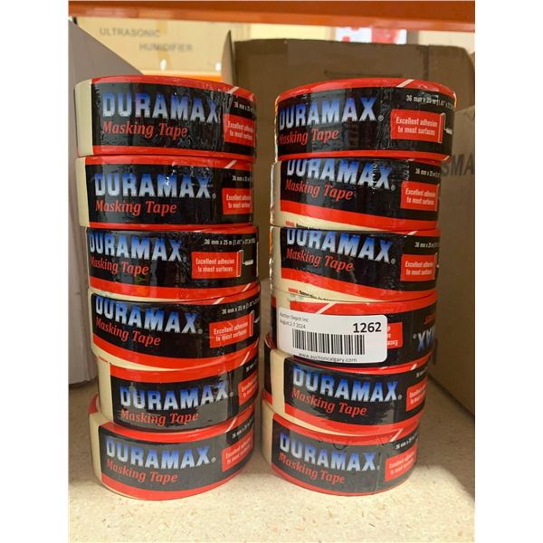 Lot of 12 Rolls of DURAMAX Masking Tape 36mm x 25m