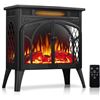 Image 1 : Rintuf Electric Fireplace Heater, 1500W Infrared Fireplace Stove w/ 3D Realistic Flame, 5100BTU Free