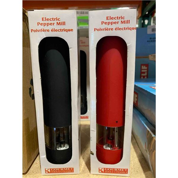 Lot of 2 Gourmet Electric Pepper Mills, Black & Red