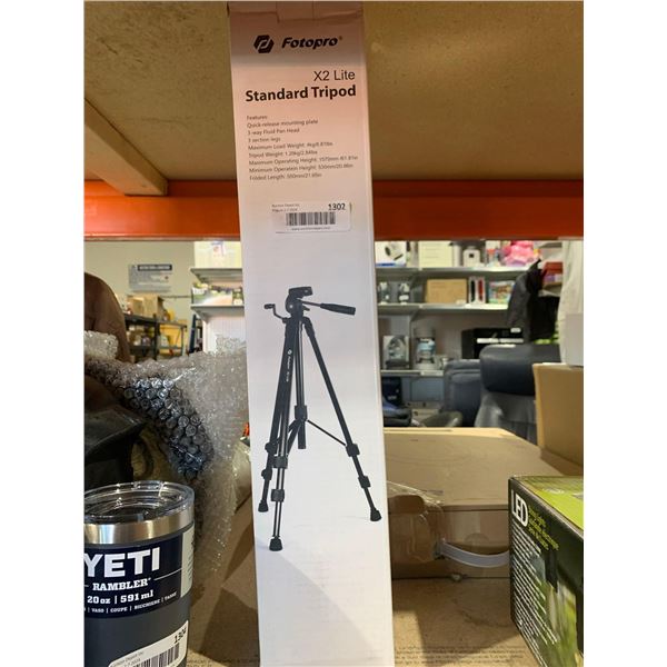 Fotopro X2 Lite Standard Tripod w/ Quick Release Mounting Plate & 3-way Fluid Pan Head