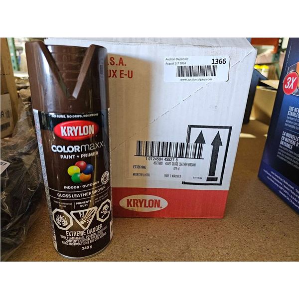 Krylon ColorMaxx Indoor/Outdoor Paint + Primer - Leather Brown - 6x340g