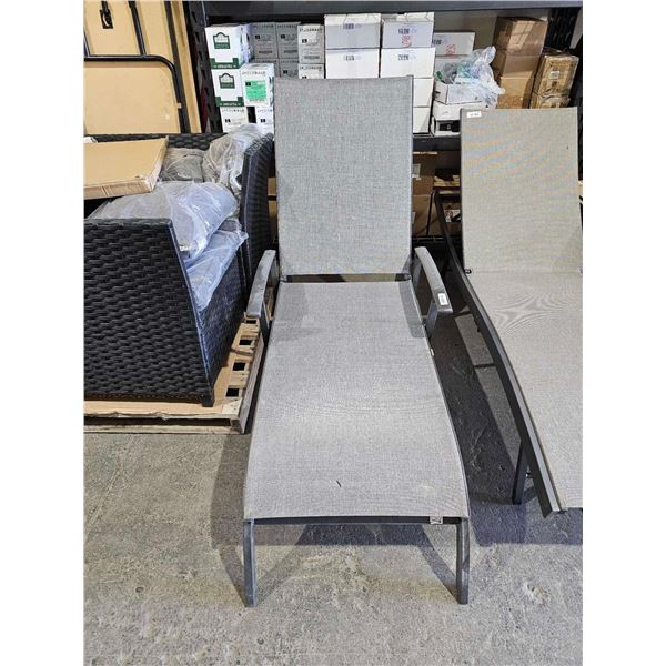 Grey Multi Position Reclining Patio Lounge with Armrests