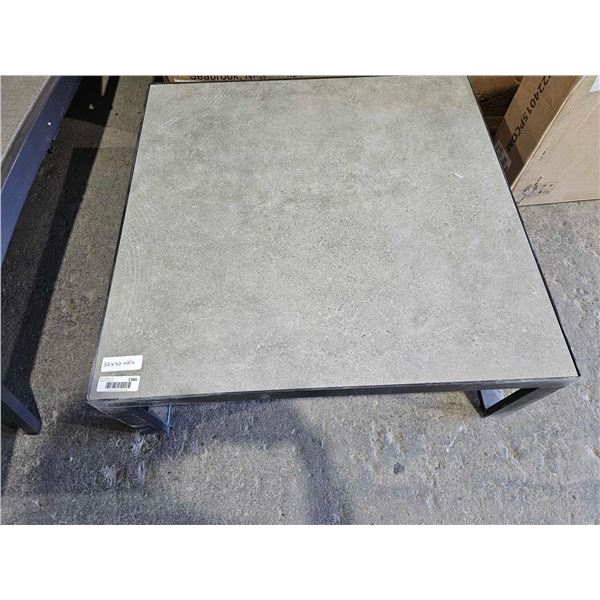 Patio Table Black Metal Frame  & Gray Porcelain Table Top 32x32x12"