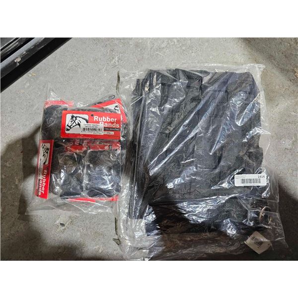 Lot of Horse Accessories - Black medium Deluxe Hay Bag & 10x500 Rubber Bands