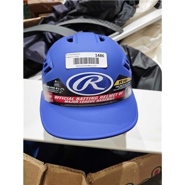 Rawlings R16 Batting Helmet  - Hat Size 6-7/8 to 7-5/8 - Dual Ear Protection - Royal Blue