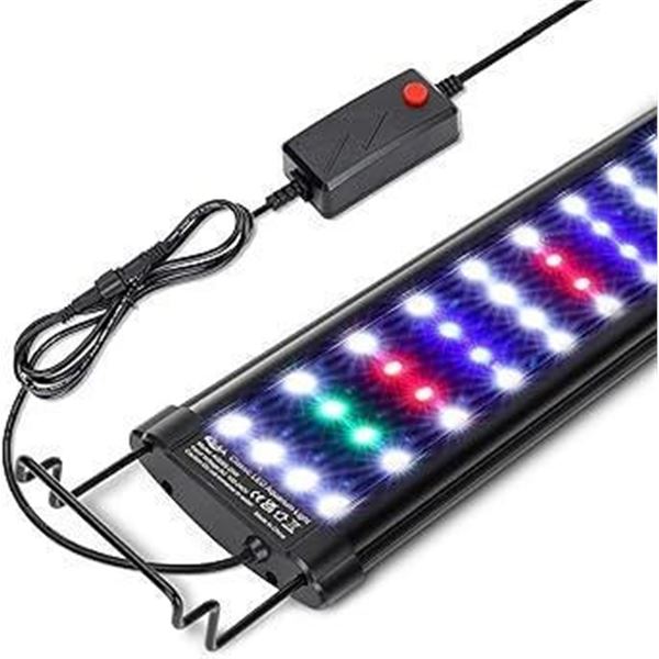 AQQA Aquarium Light,Full Spectrum LED Fish Tank Lights, Adjustable Multi-Color White Blue Red Green 